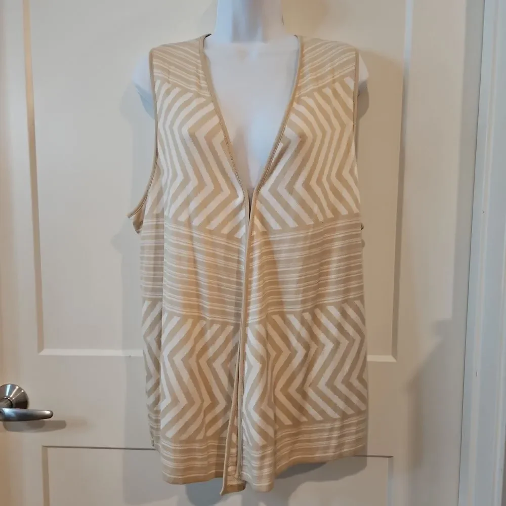 Chico's Tan and Cream Sweater Vest
